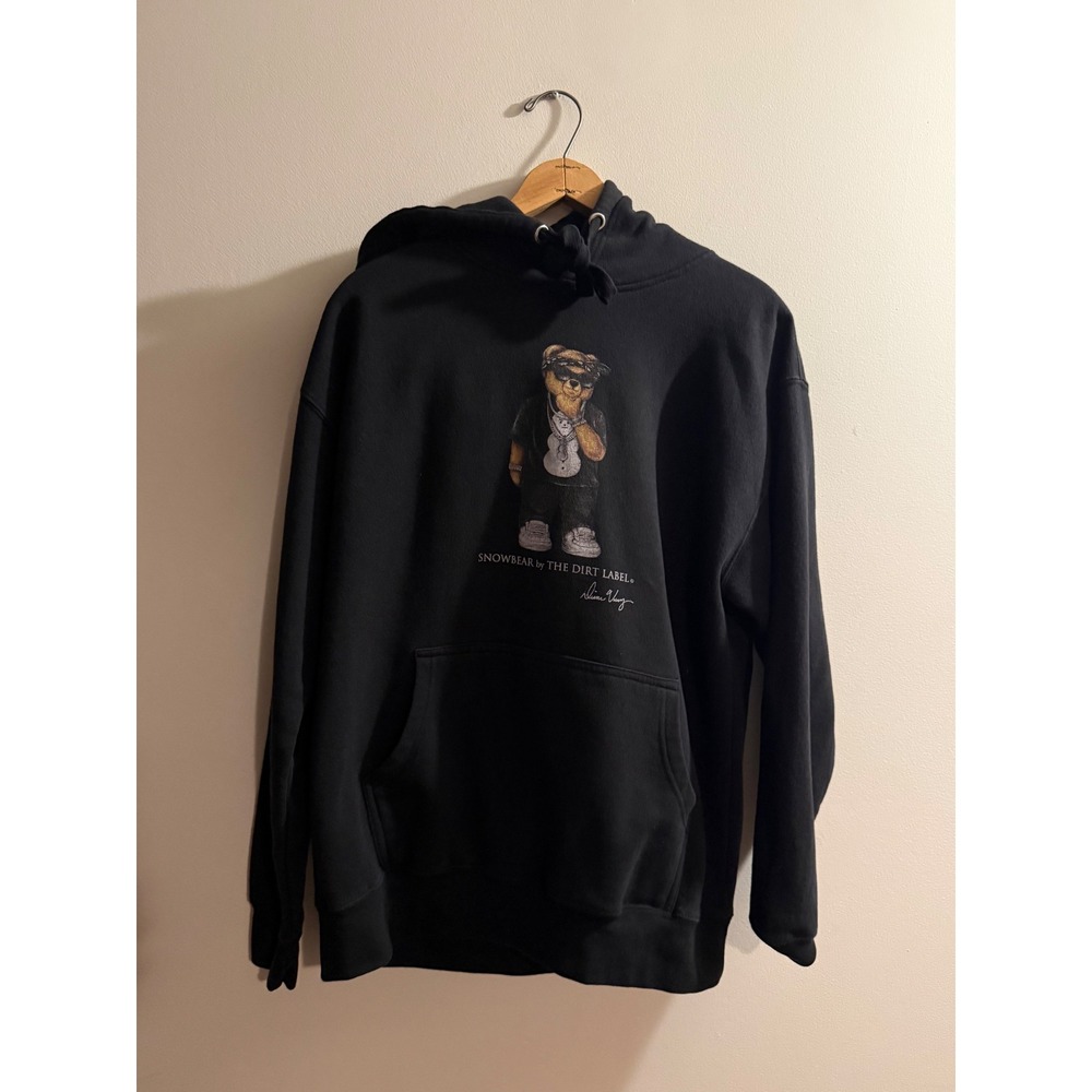 The Dirt Label Snowbear Hoodie Mens Large Black Y2K Streetwear Graphic Pullover